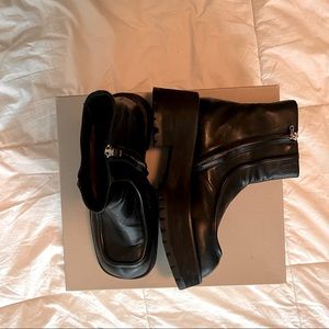 Marni leather flatform ankle boots, black size 10